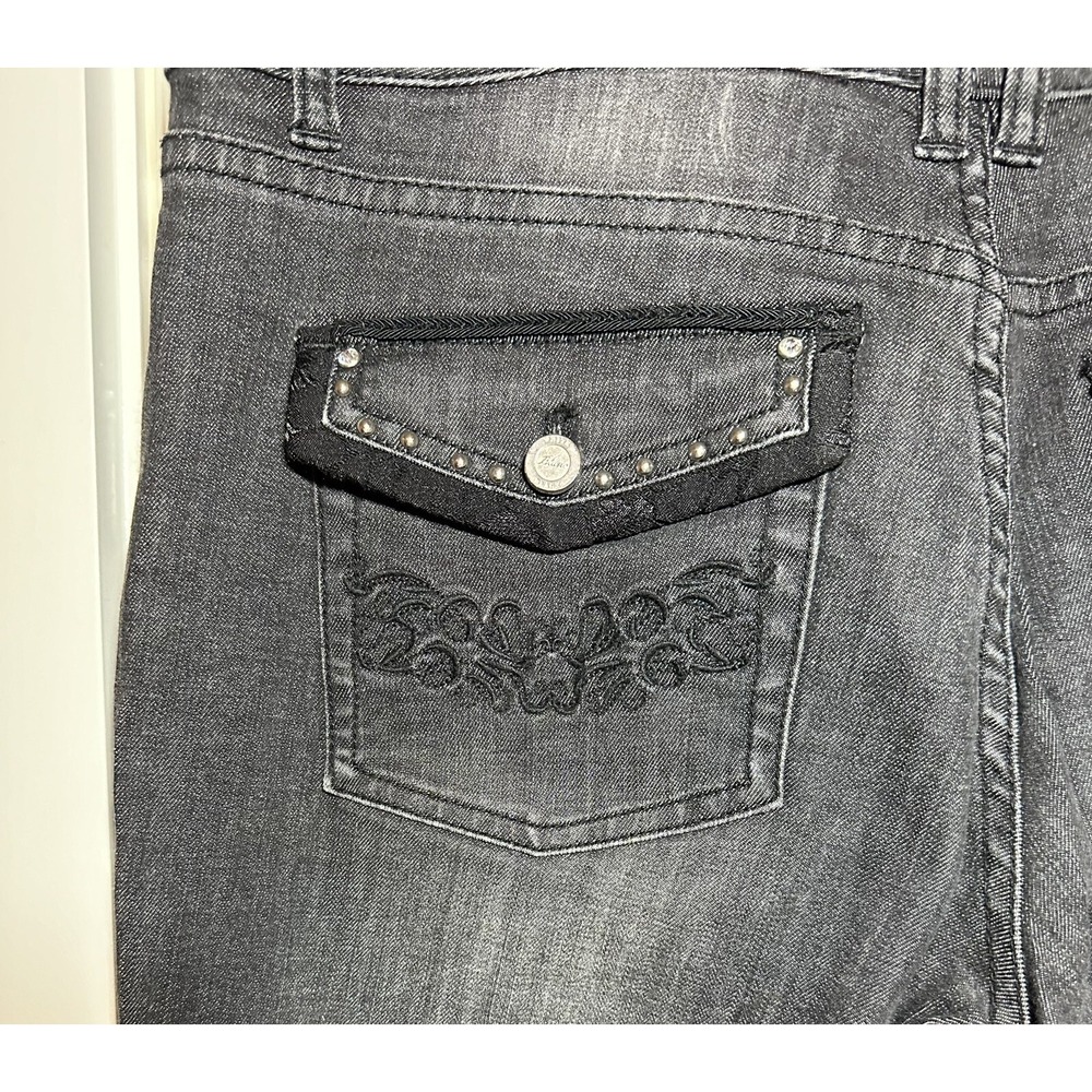 White House Black Market Black Washed Embellished Embroidered Jeans Bootcut 6R - Picture 8 of 13